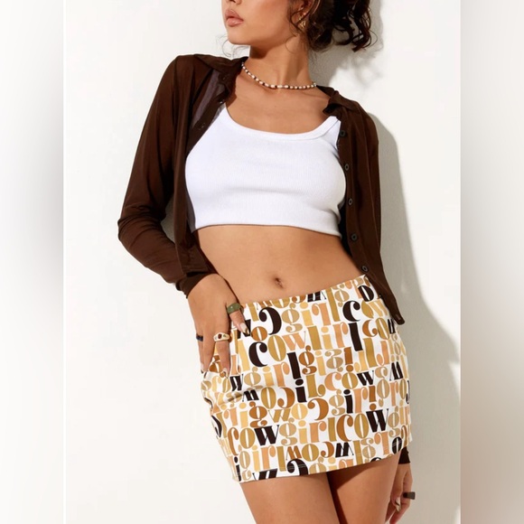 Motel Ima Mini Skirt In Cowgirl - XS Cream/Tan - Picture 5 of 16